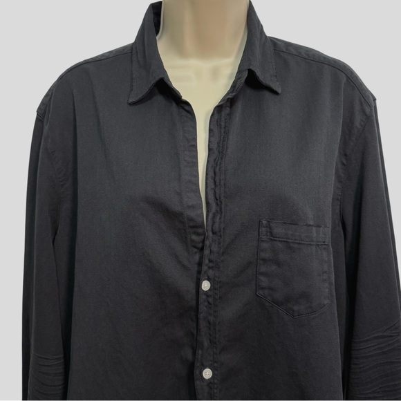 Frank & Eileen Famous Denim Black Relaxed Button Up Eileen Cotton Top Large - Picture 8 of 16